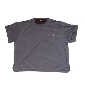 CARHARTT Size 5XL Scrub Top with Pockets Gray Cotton Polyester